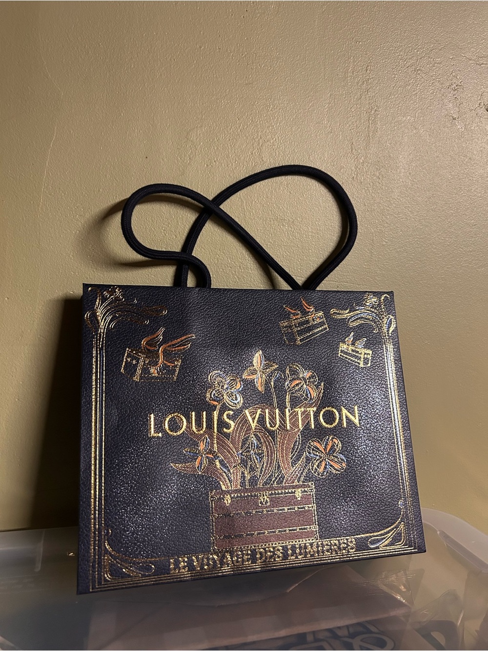 Louis Vuitton Black & Gold Printed limited edition shopping bag